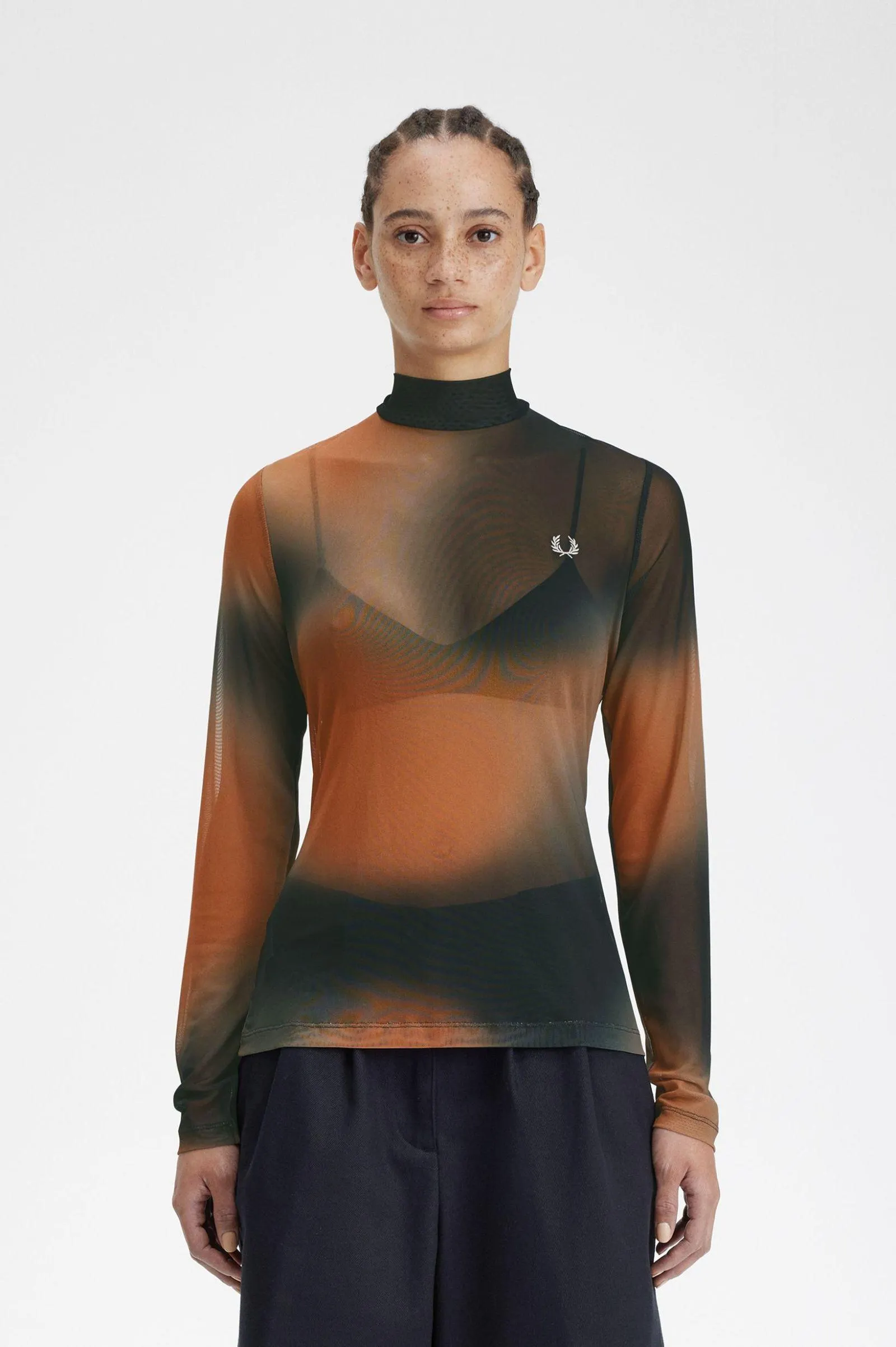 Haut imprimé en mesh avec faux col