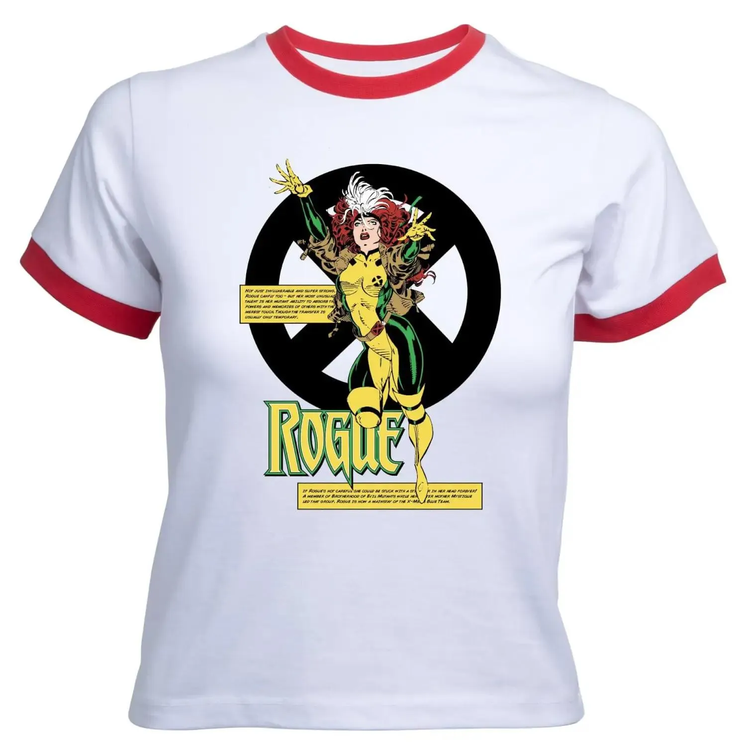 X-Men Rogue Bio Women's Cropped Ringer T-Shirt - White Red