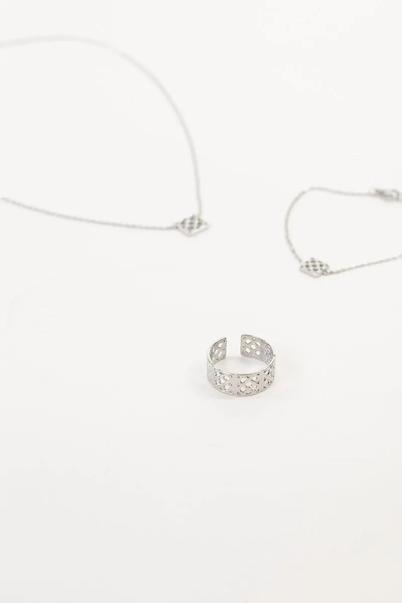 Collar abalorio metálico plata