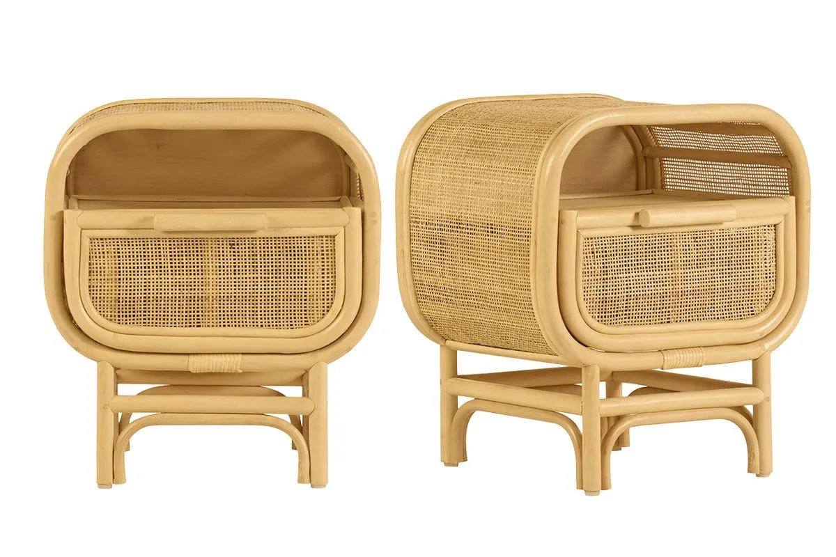 Tables de chevet avec tiroir en rotin (lot de 2) LUWAK