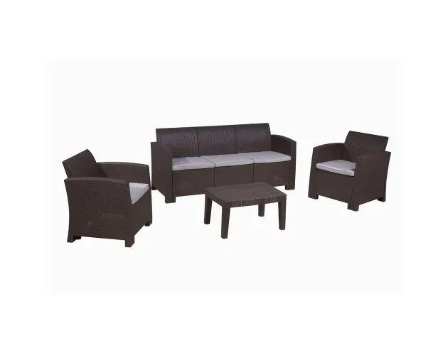 Conjunto de jardín chillvert salerno resina 1 sofá+ 2 sillones + 1 mesa mar