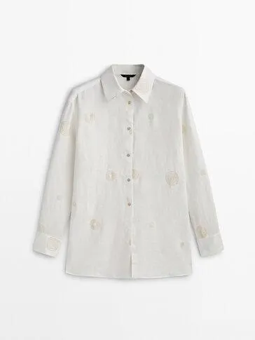 Camisa lino detalle bordados