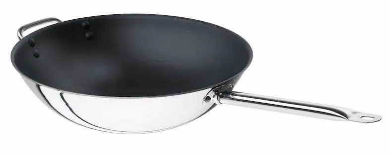 Wok con mango y 3 capas GastroSUS Trigon con revestimiento antiadherente DIAMAS PRO, acero inoxidable, 36 cm