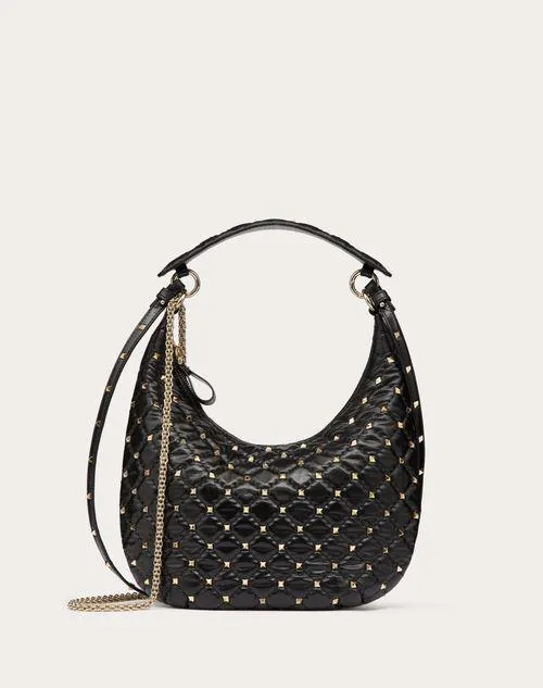 BOLSO HOBO ROCKSTUD SPIKE PEQUEÑO DE CUERO DE BECERRO