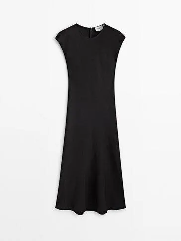 Vestido midi con lino negro