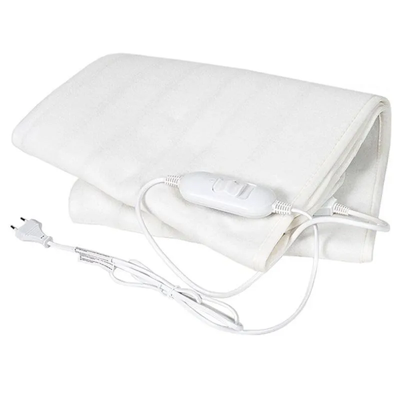 Calientacamas eléctrico 60W poliéster blanco 150x80x2 cm