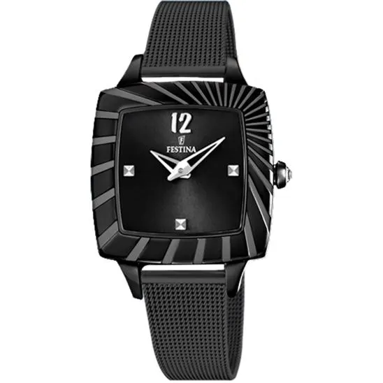 RELOJ FESTINA F16651/D NEGRO CORREA DE ACERO INOXIDABLE 316L, MUJER