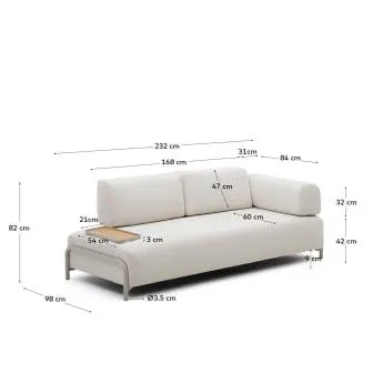 Sofá Compo 3 plazas estructura gris con bandeja pequeña Tejido personalizado A FSC Mix Credit