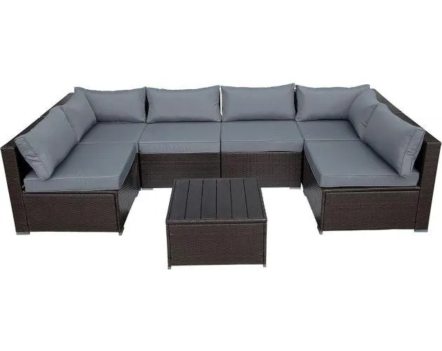 Conjunto de muebles de jardín panorámico "océane" de resina trenzada - 6 pl