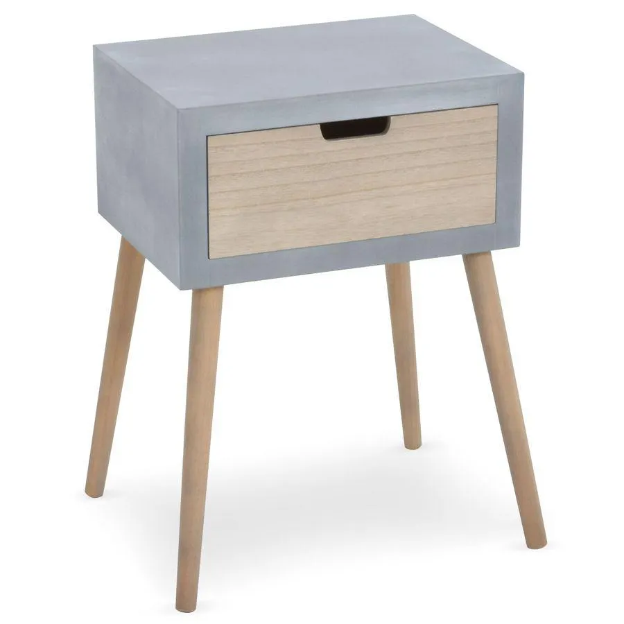 Mesita de noche estilo nórdico 1 cajon Tatum gris