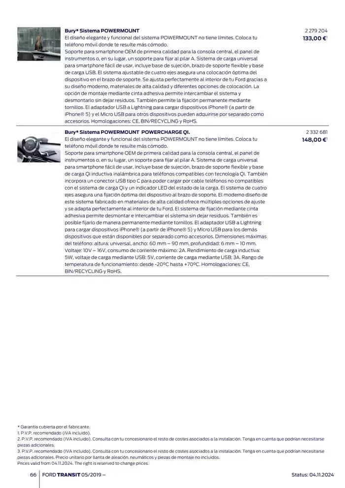 Catálogo de Ford de accesorios Transit Van 13 de noviembre al 13 de noviembre 2025 - Página 66