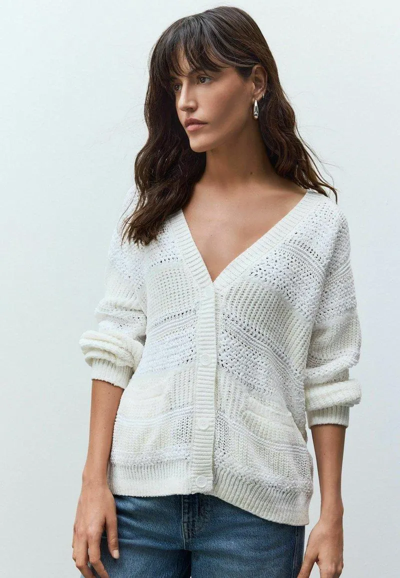 UP STITCH - Chaqueta de punto - white