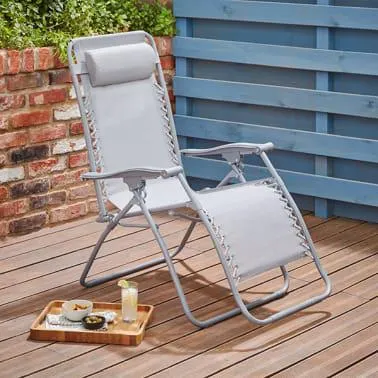 Silla Tumbona De Gravedad Cero Bergama Gris Goodhome 100 kg