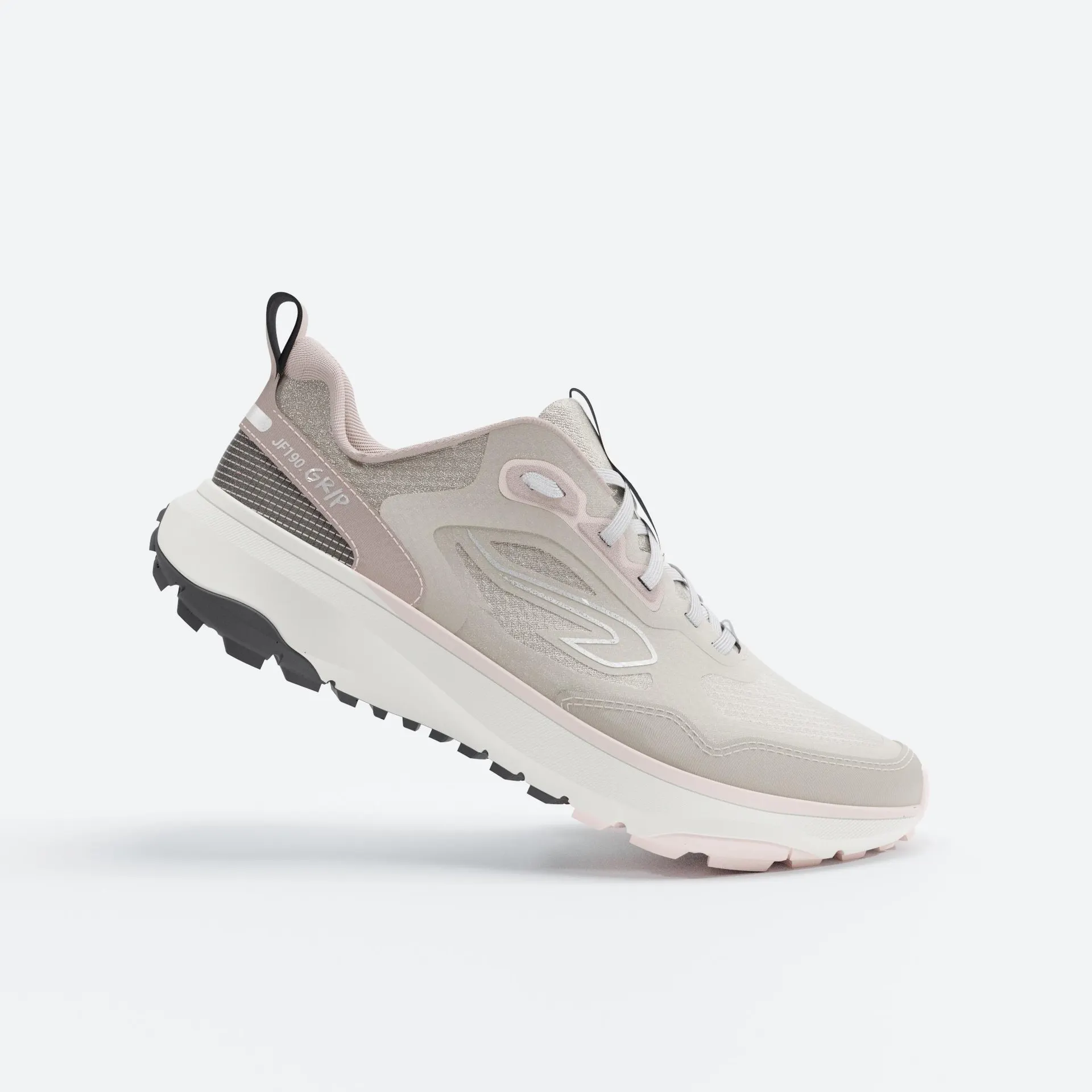 Zapatillas Running y Trail mujer, Kiprun JF190 Grip Beige Rosa