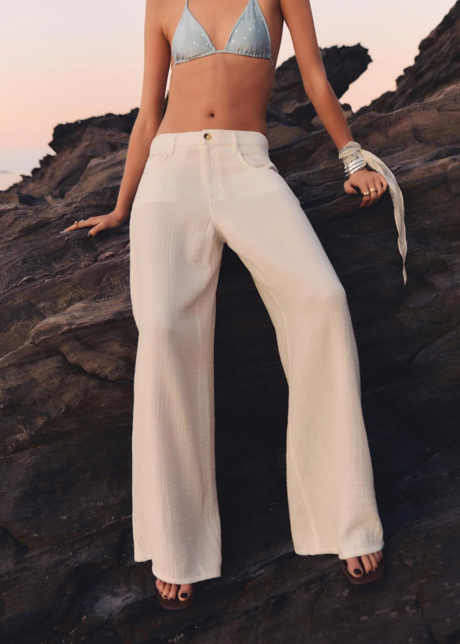 Pantalón recto algodón