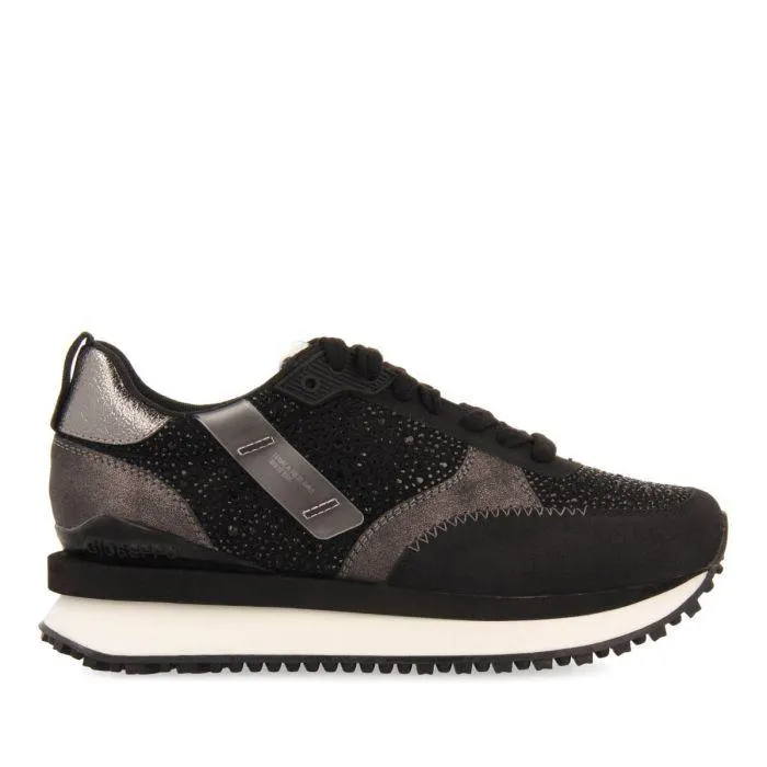 Ethan women's black monochrome sneakers with crystals