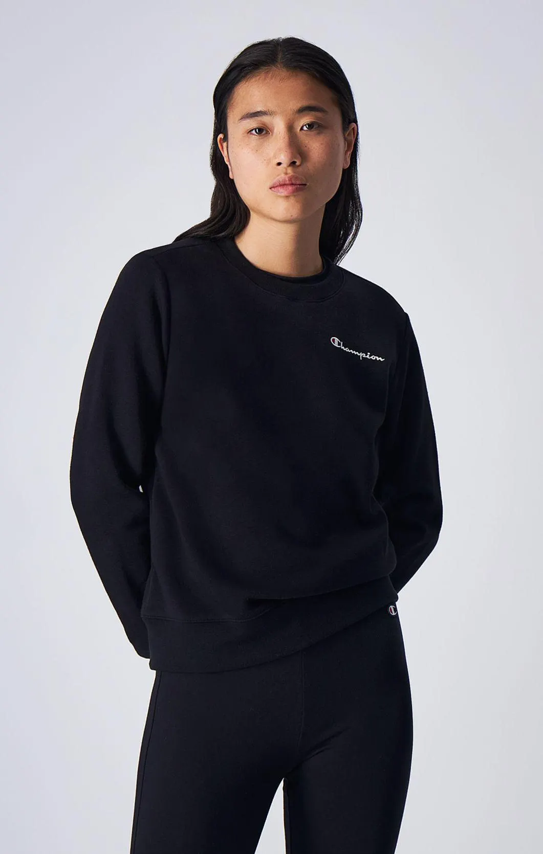 Sudadera de felpa perchada con cuello redondo y logotipo de texto