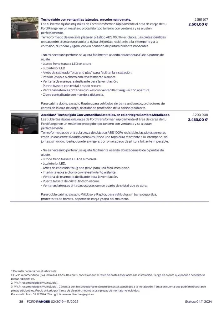 Catálogo de Ford de accesorios Ford Ranger 13 de noviembre al 13 de noviembre 2025 - Página 38
