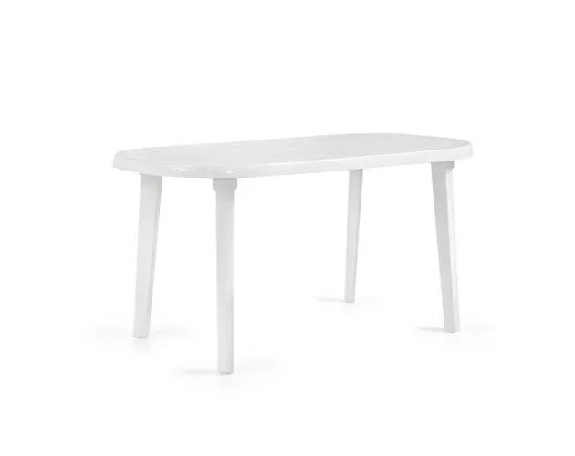 Mesa de jardín ovalada blanca 140x72x83 cm