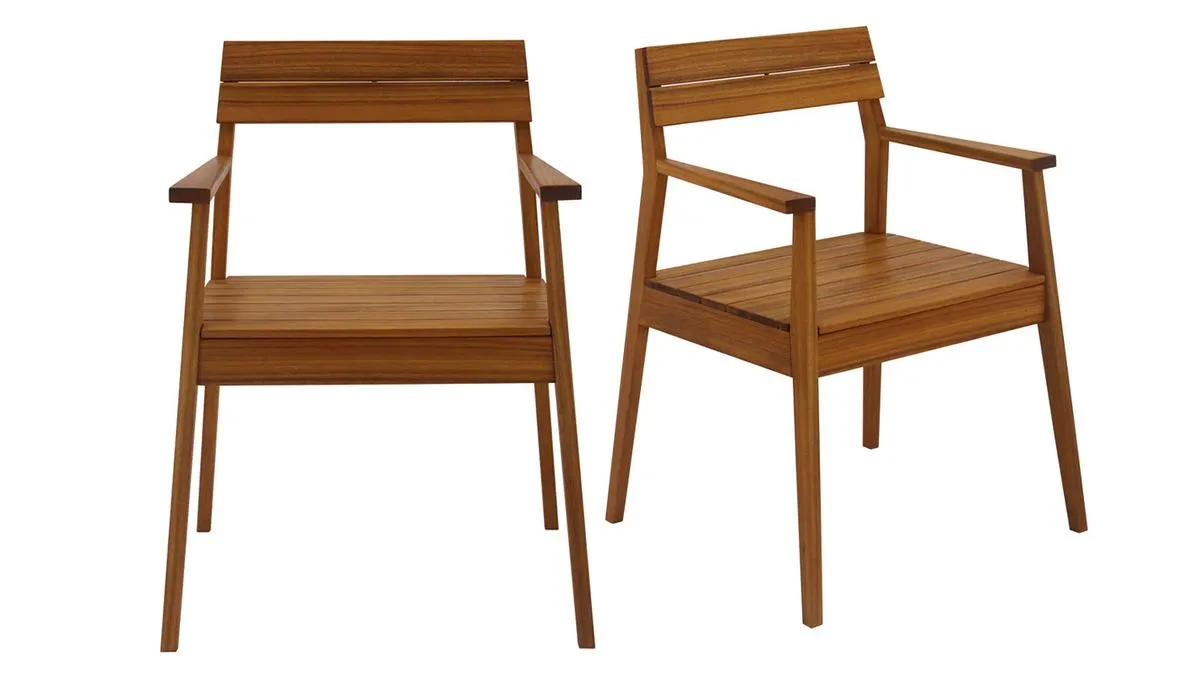 Set de 2 sillones de jardín de madera maciza CANOPEE