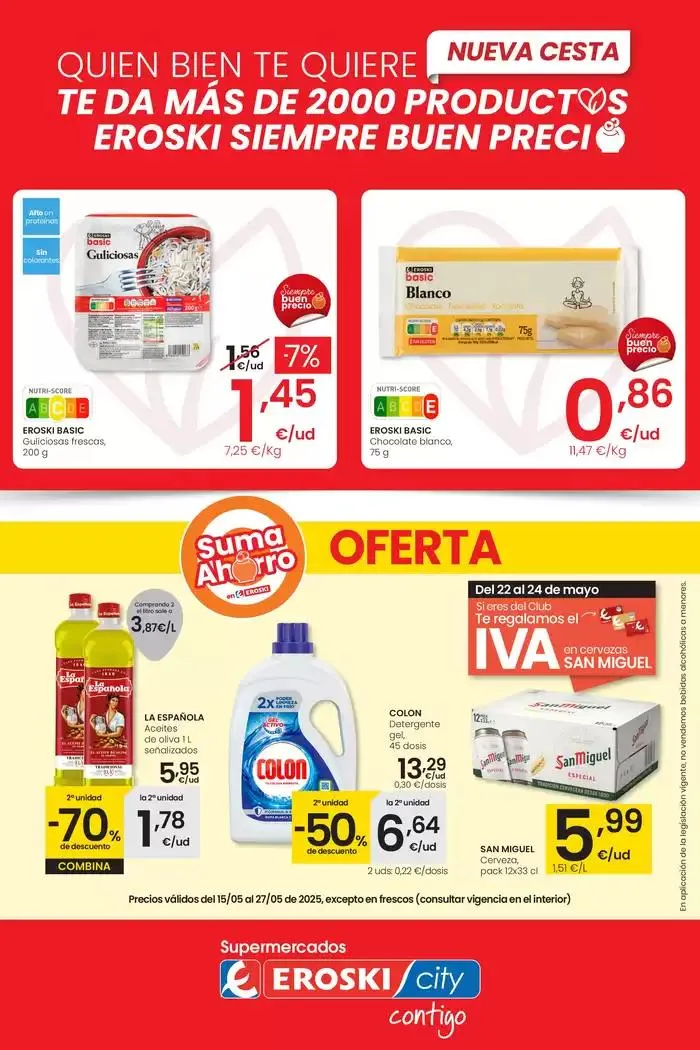 Catálogo de SUMA AHORRO EROSKI CITY 15 de mayo al 28 de mayo 2025 - Página 1