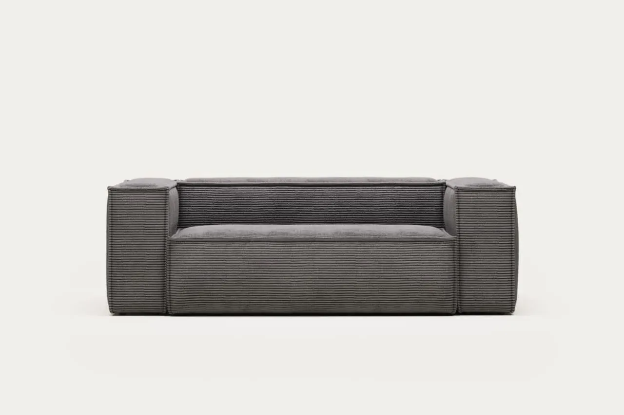 Sofá Blok 2 plazas pana gruesa gris 210 cm