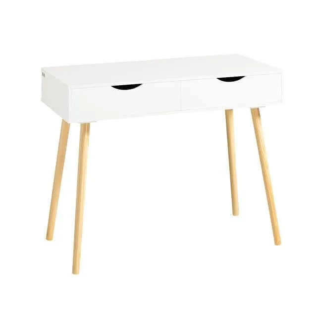 Mesa de Ordenador con 2 cajones,Mesa de Escritorio,Blanco,90 x 77 cm FWT40-WN SoBuy ES
