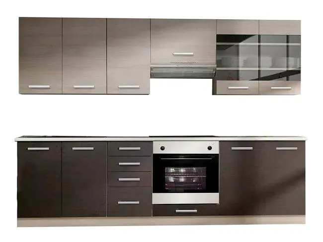 Conjunto de cocina Tucson 167, 260x52cm, Vidrio templado, Aglomerado laminado