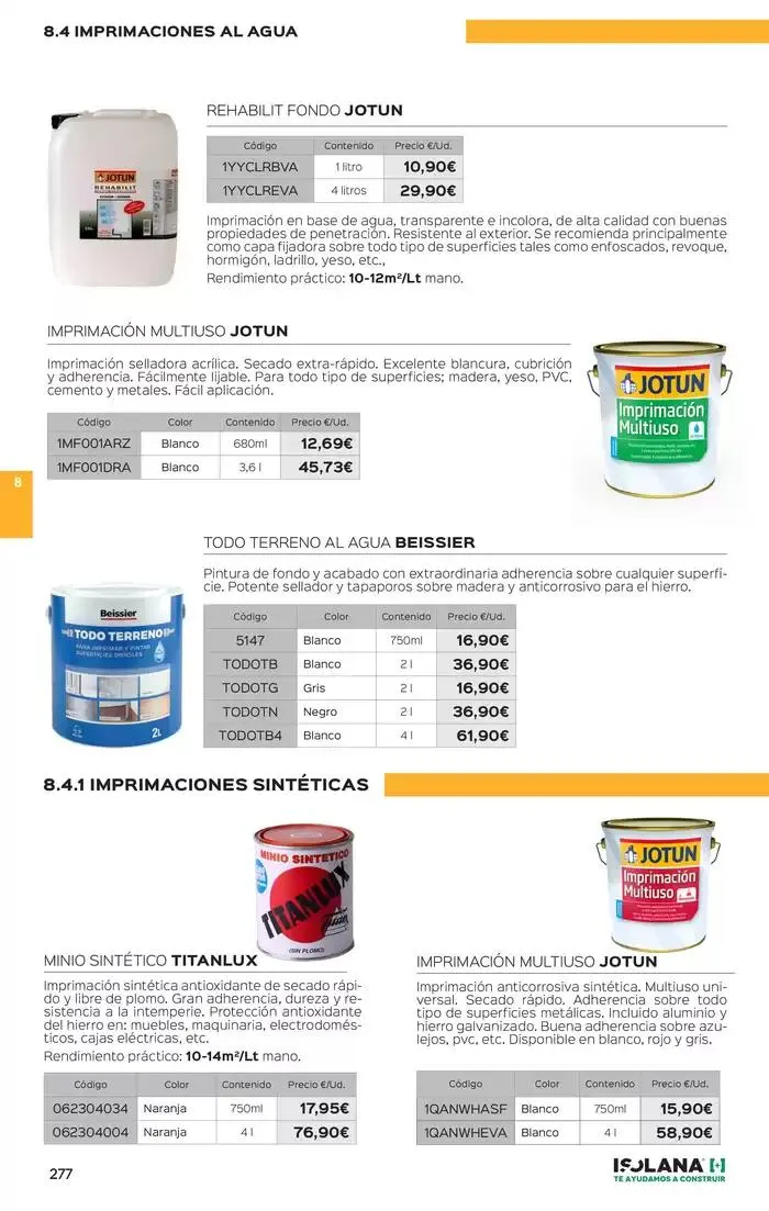 Catálogo de PINTURAS – TARIFA ISOLANA 1 de marzo al 31 de diciembre 2025 - Página 11