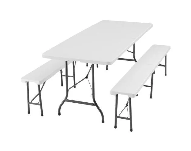 Juego de mesa de camping panja plegable, blanco