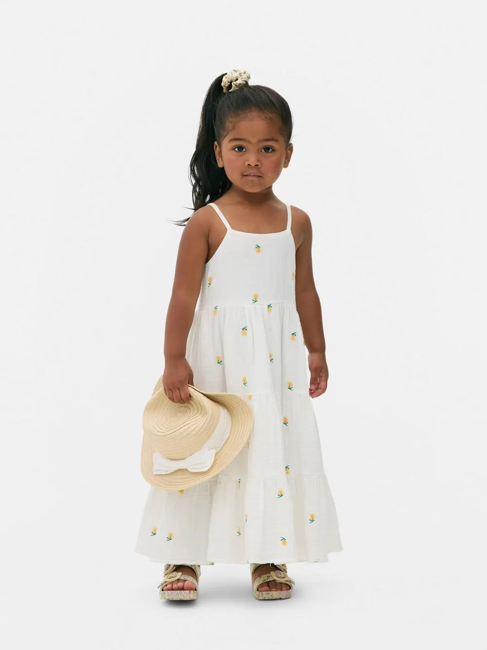 Vestido escalonado con estampado floral