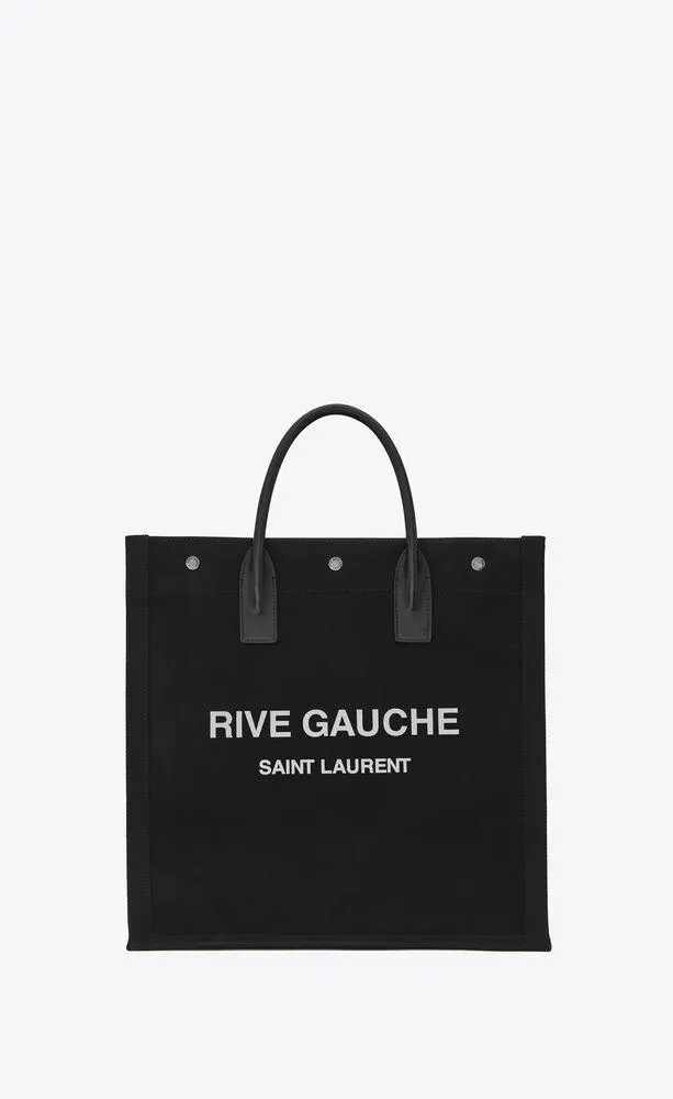 rive gauche north/south tote bag de lona estampada y piel