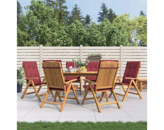 Vidaxl sillas de jardín reclinables y cojines 6 uds madera maciza teca