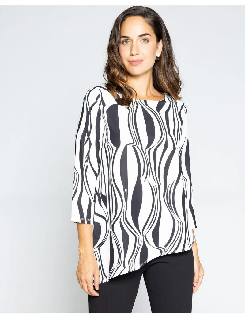 Blusa Bicolor Trazos Asimétrica