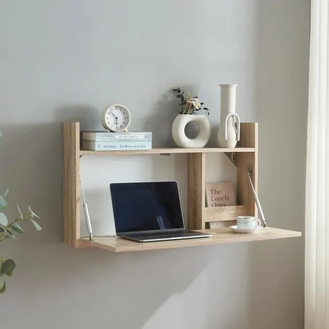 Escritorio plegable Rautalampi con 2 compartimentos aglomerado desplagado (AlxAnxPr) 48 x 83 x 48 cm - Roble [en.casa]