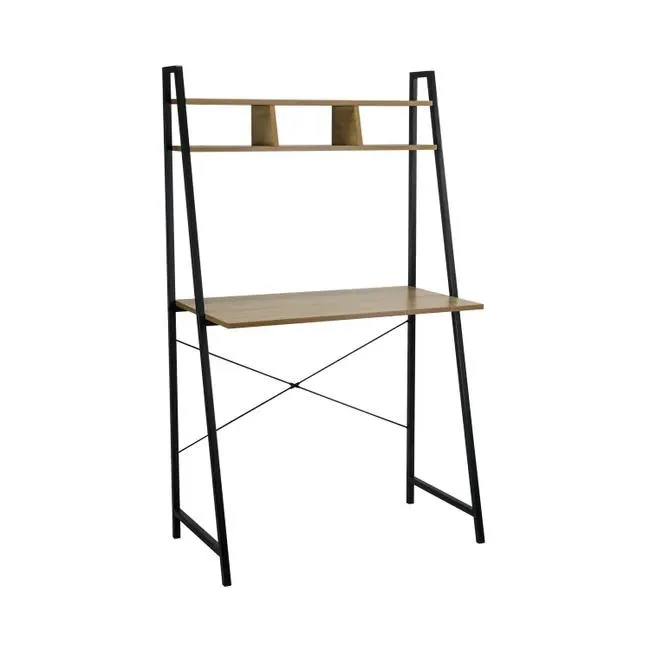 Escritorio metálico con estantería organizadora Oyam de madera 142x84x46cm