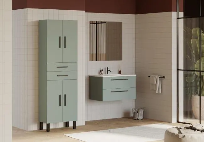 Mueble de baño con lavabo Madrid azul mate 80x45 cm