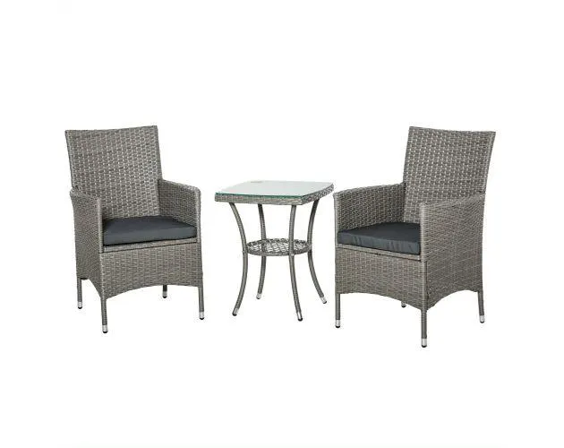 Conjunto de muebles ratán para jardín poli ratán, acero color gris