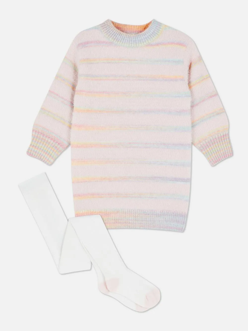 1,5-8 años | Vestido tipo jersey a rayas y medias