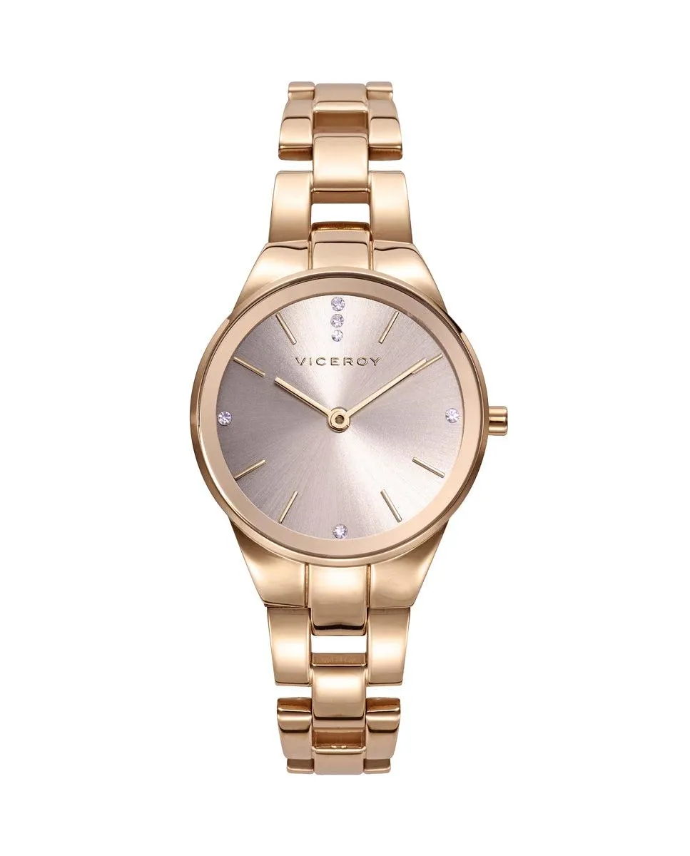 Reloj de mujer Kiss con caja y brazalete de acero dorado