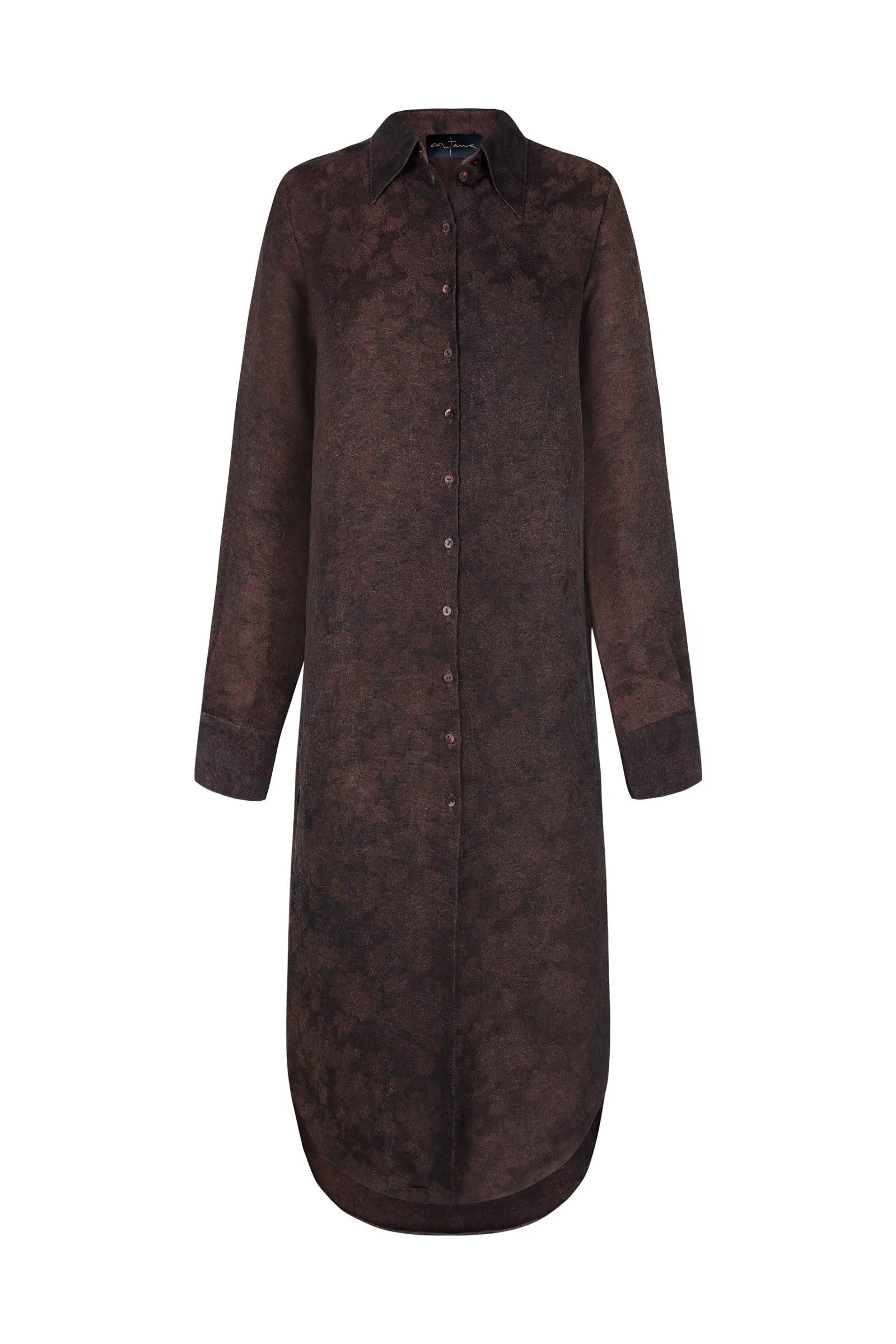 Malesia, camisa larga jacquard burdeos