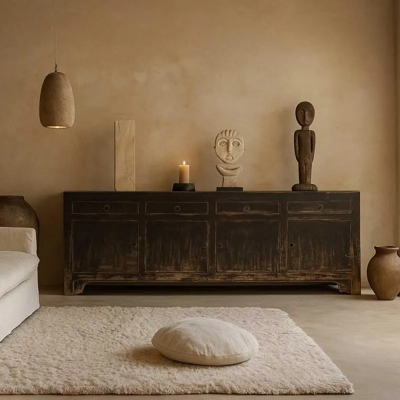 Aged black elm TV furniture Palo Santo, 180cm