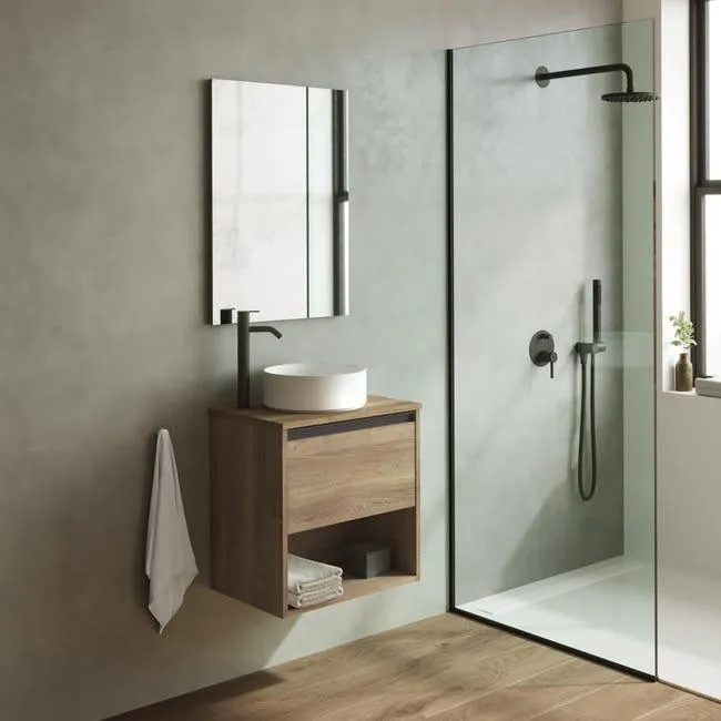 Mueble de baño con lavabo Klein roble oscuro mate 50x35 cm