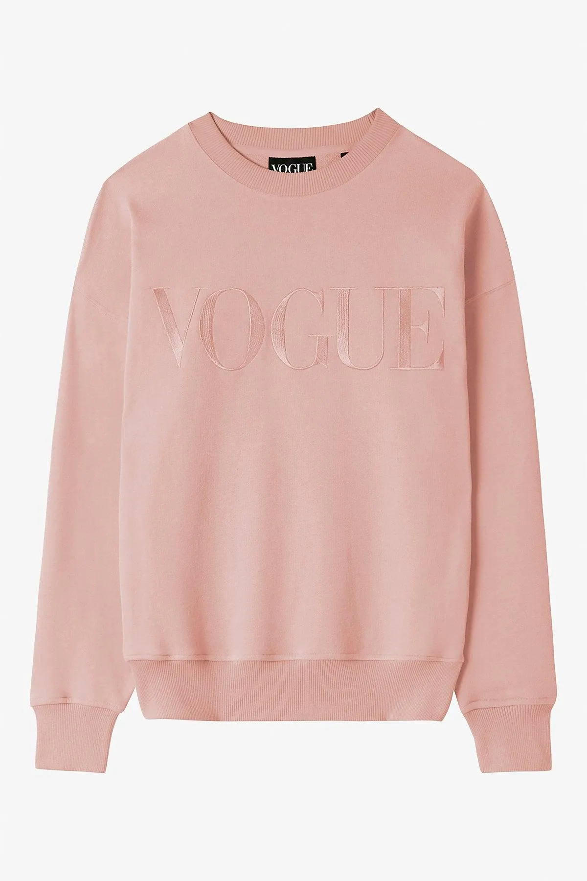 Sudadera VOGUE rosa melocotón con logotipo bordado