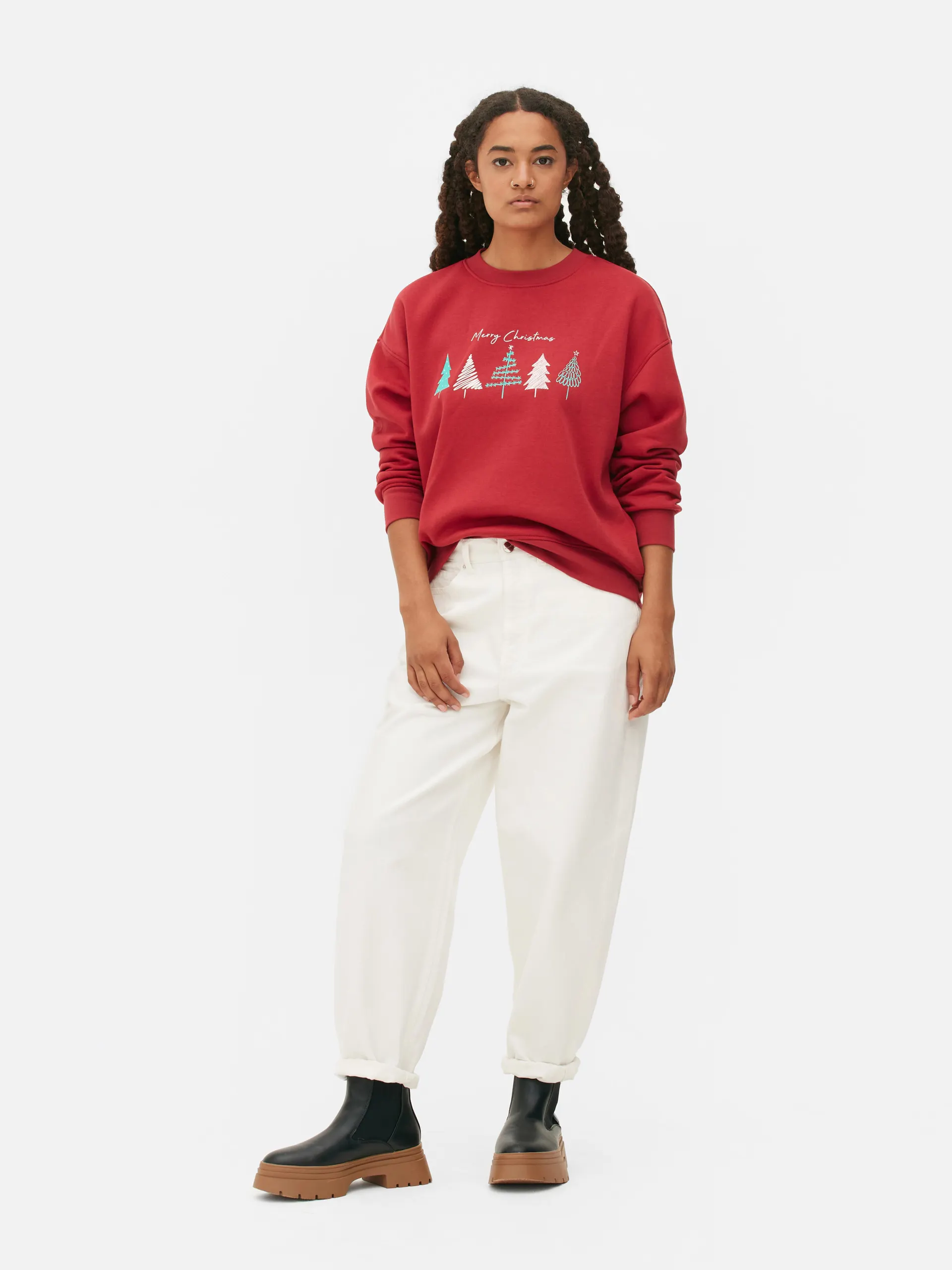 Felpa girocollo natalizia da donna
