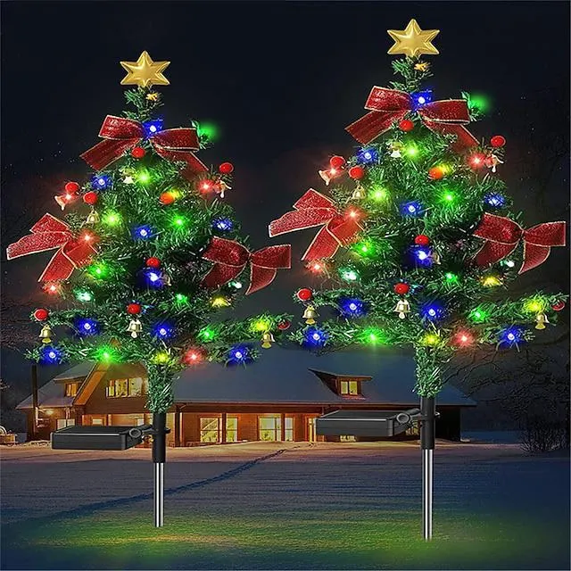 luz solar del árbol de navidad al aire libre impermeable césped árbol luz jardín patio decoración lámpara de pie