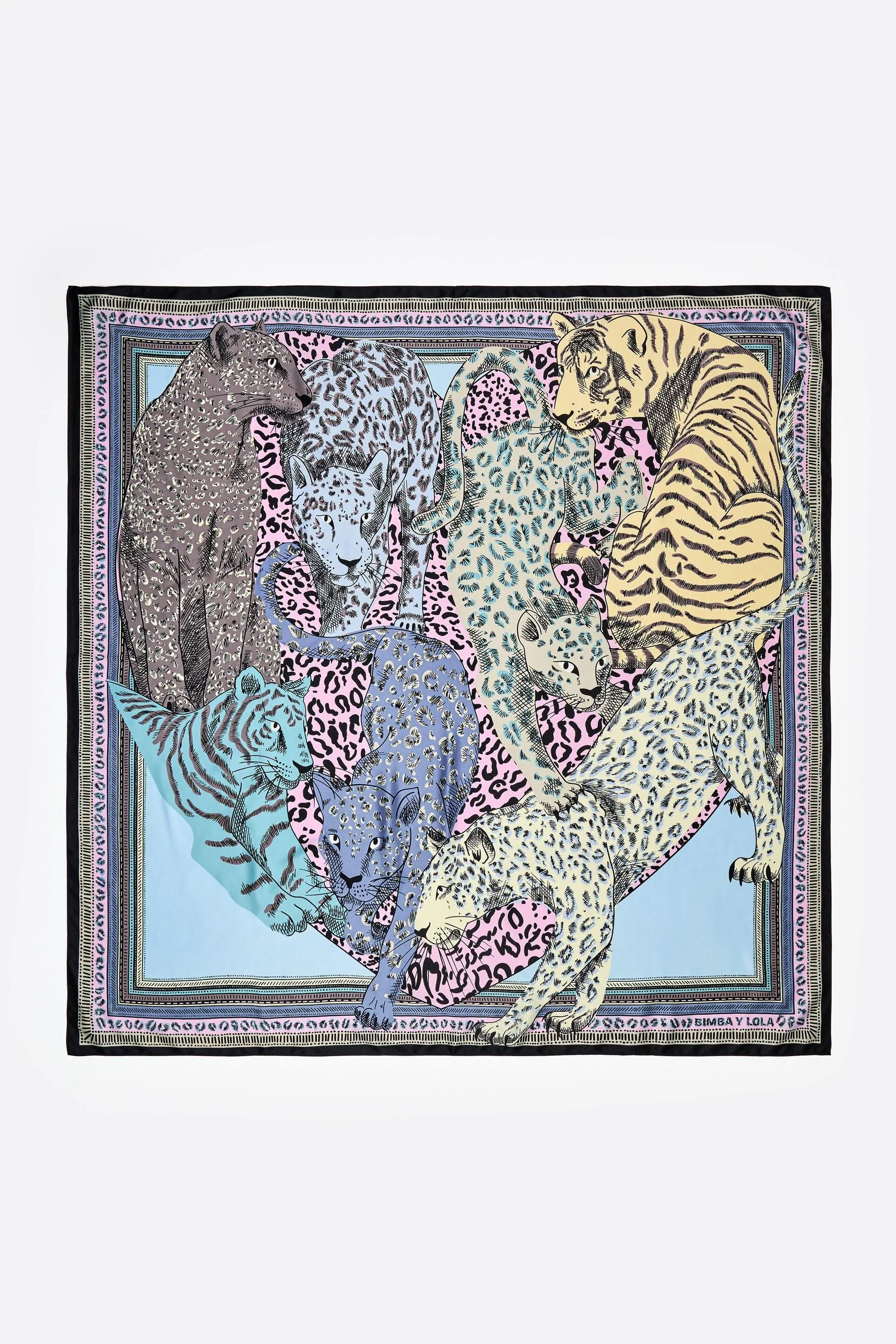 Pañuelo felinos y corazón marcos pastel