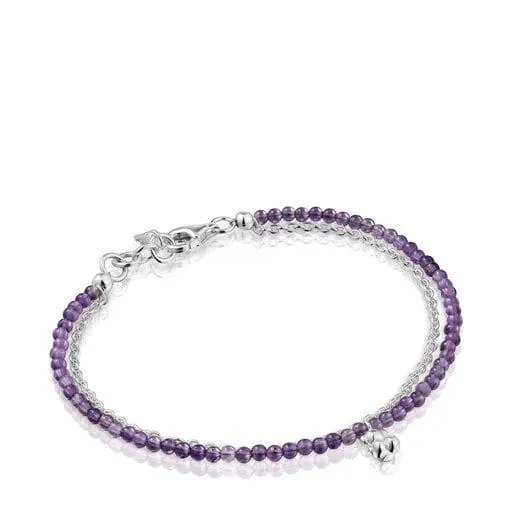 Pulsera de plata y amatista Bold Bear