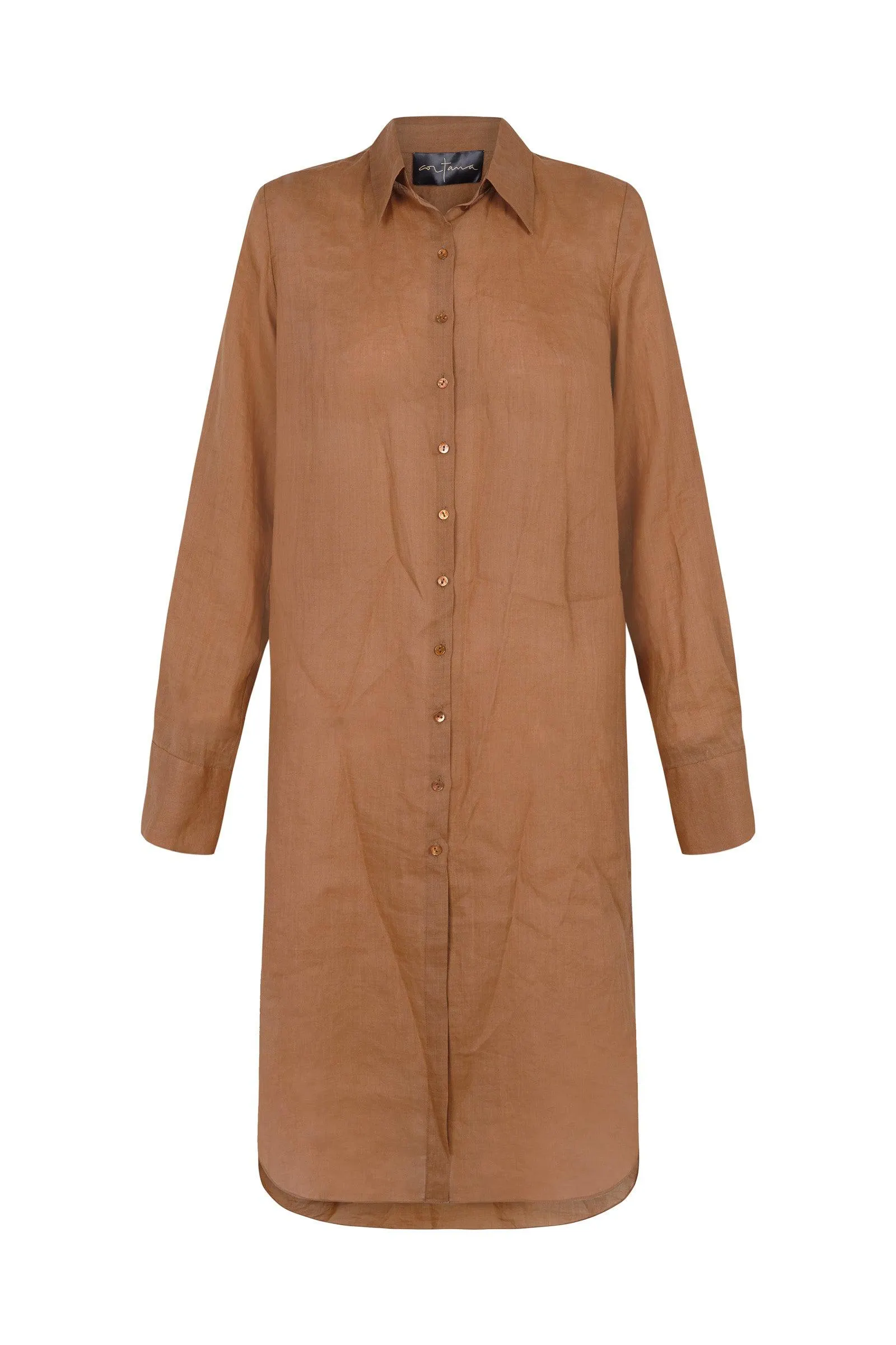 Rami, camisa larga en ramio terracota