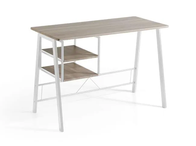 Mesa Escritorio MDF - Modelo LAURE- 2 Estantes - Estructura Metal